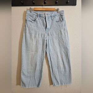 Madewell The Plus Perfect Vintage Wide Leg Raw Hem Crop Jeans in a light wash